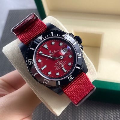 Rolex Submariner Swiss SW220 Automatic Movement 40mm Red Face Watch